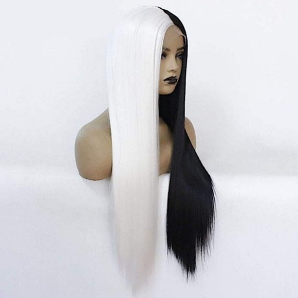 Celebrity half black white lace front wig - Picture 4 of 5